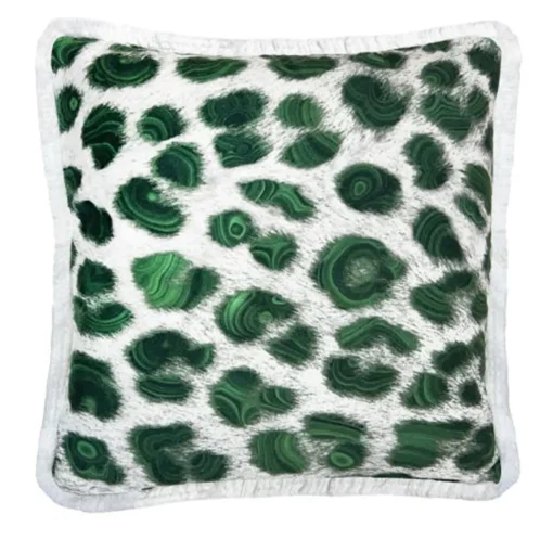 Sergio Villa Cuscino quadrato con frange Spotted Malachite di Carlo Rampazzi