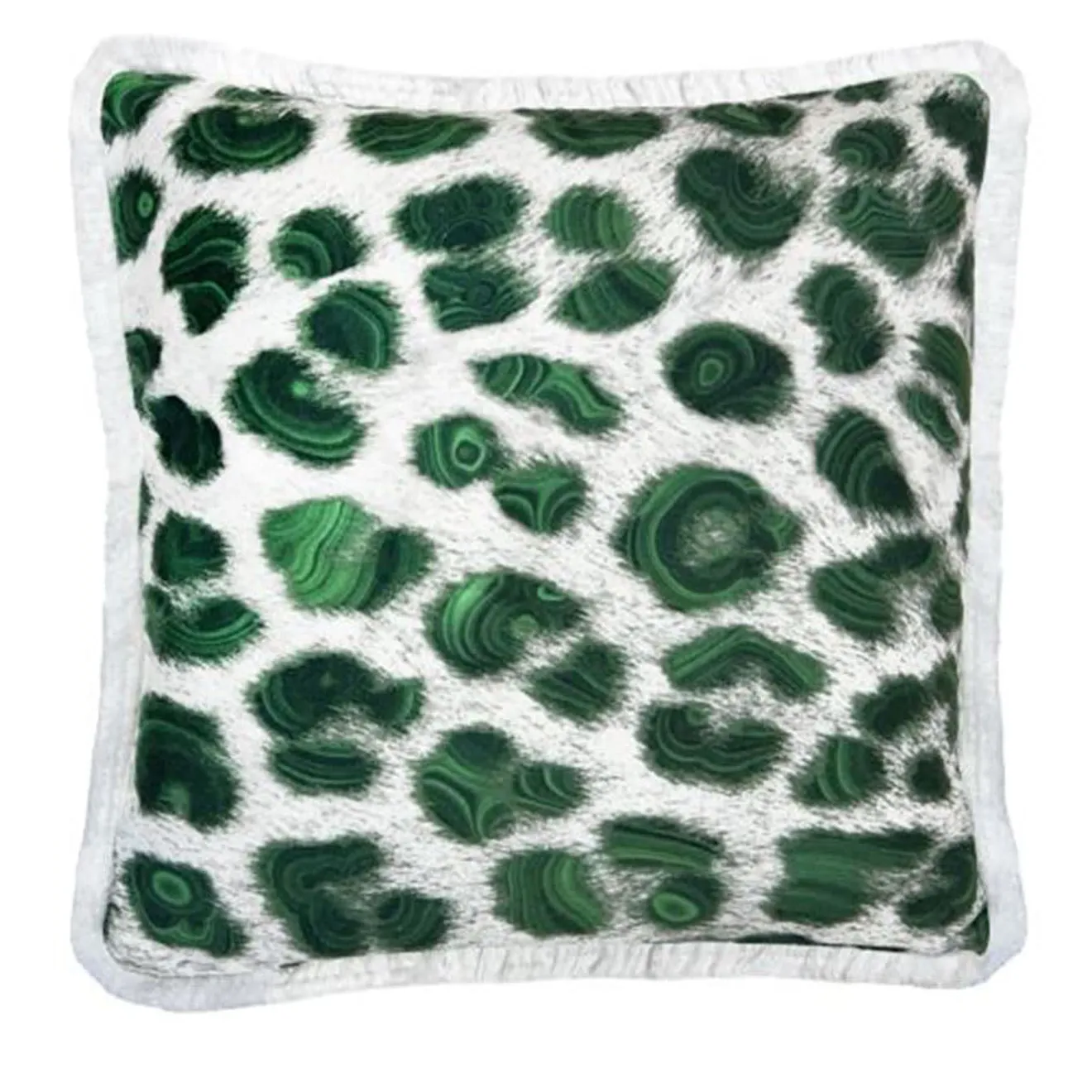 Sergio Villa Cuscino quadrato con frange Spotted Malachite di Carlo Rampazzi