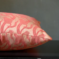 The House of Lyria Cuscino quadrato in lino e seta Dresda Floral Coral