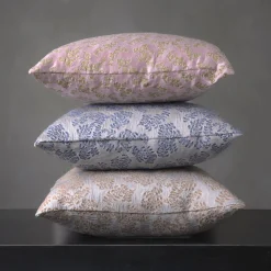 The House of Lyria Cuscino quadrato Murcia in jacquard argentato e marrone