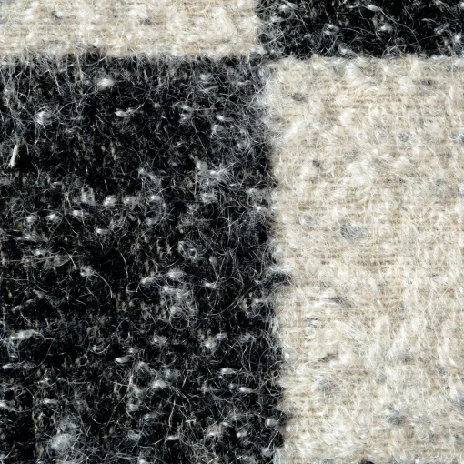 The House of Lyria Cuscino quadrato Ronce a scacchi bianchi e neri in mohair