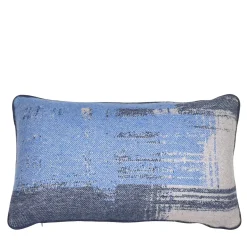 Villa Como Cuscino Rettangolare in Jacquard Blu e Bianco Effetto Pennellata