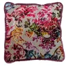 Biosofa Cuscino reversibile in velluto fantasia floreale e ciliegio scuro