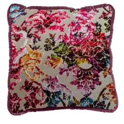 Biosofa Cuscino reversibile in velluto fantasia floreale e ciliegio scuro