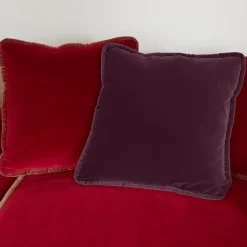 Biosofa Cuscino reversibile in velluto fantasia floreale e ciliegio scuro