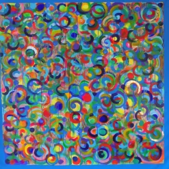 Elisabetta Milan Danza dei colori Pittura acrilica di grandi dimensioni in blu