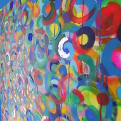 Elisabetta Milan Danza dei colori Pittura acrilica di grandi dimensioni in blu