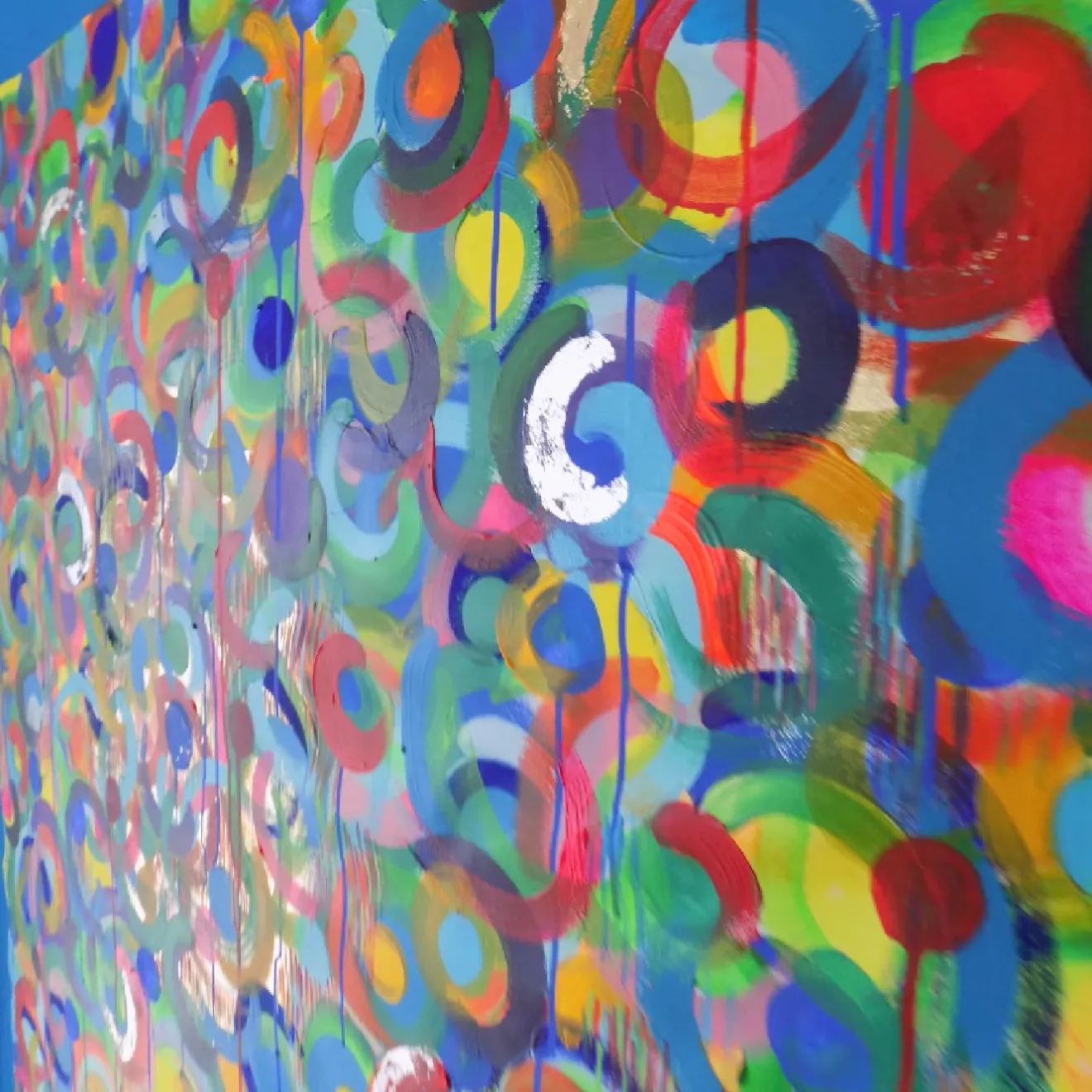 Elisabetta Milan Danza dei colori Pittura acrilica di grandi dimensioni in blu