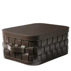 Pinetti Demetra Brown Cestino corto rettangolare con coperchio