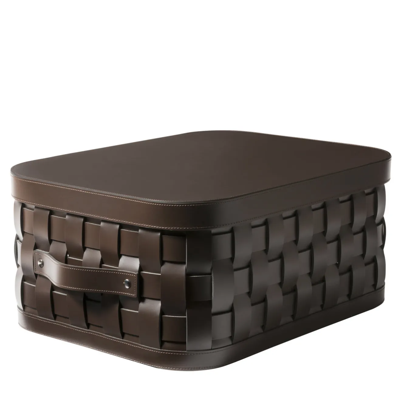 Pinetti Demetra Brown Cestino corto rettangolare con coperchio