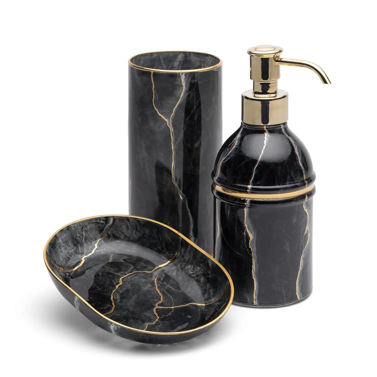 Griffe Montenapoleone by Vetrerie di Empoli Dispenser in vetro ispirato al marmo Portoro