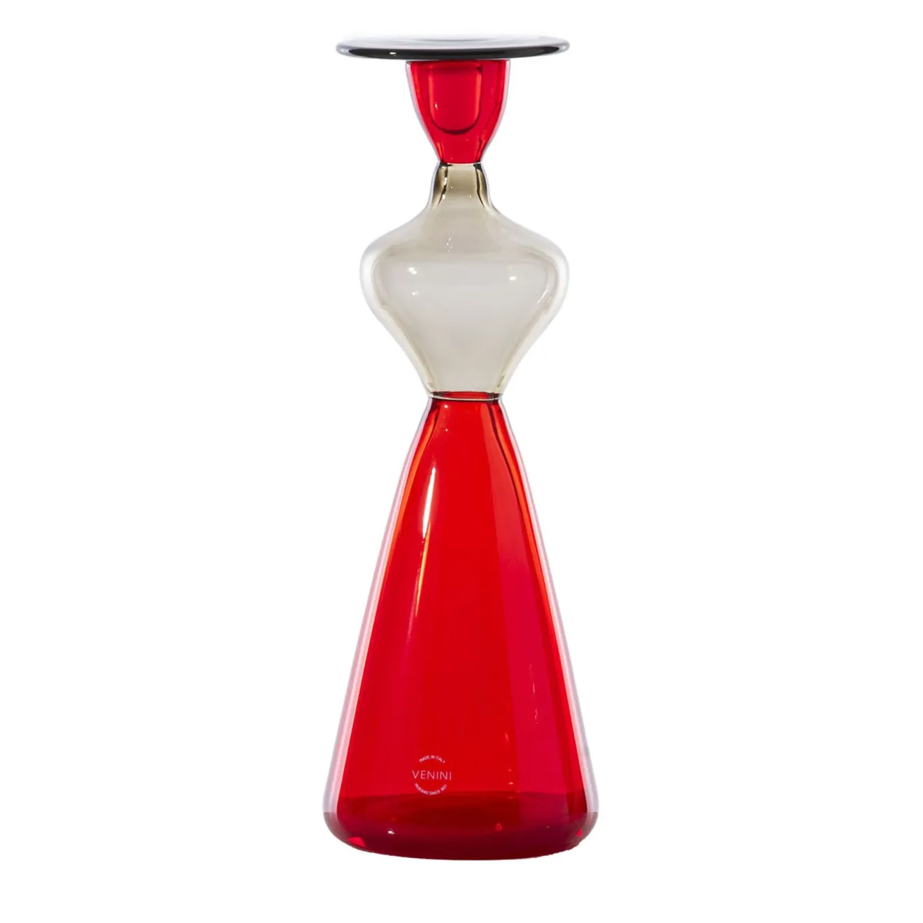 Venini Donna Campigliesca Vaso antropomorfo in vetro rosso di Gio Ponti