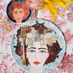 Vetrofuso DONNE FIORITE Set di 2 piatti Amélie