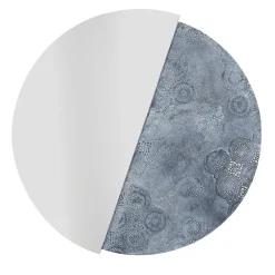 Disain 1971 Eclisse Specchio Tondo Decorato Con Resina Spatolata Color Argento
