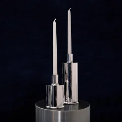 Caspal Elegante portacandele alto in argento placcato