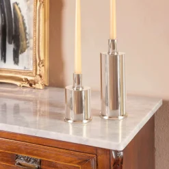 Caspal Elegante portacandele alto in argento placcato