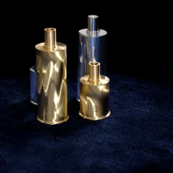 Caspal Elegante portacandele corto in ottone spazzolato