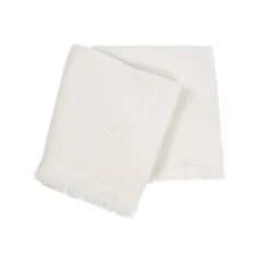 San Patrignano Farnese Crema 100% Cashmere Singolo Plaid con frange corte