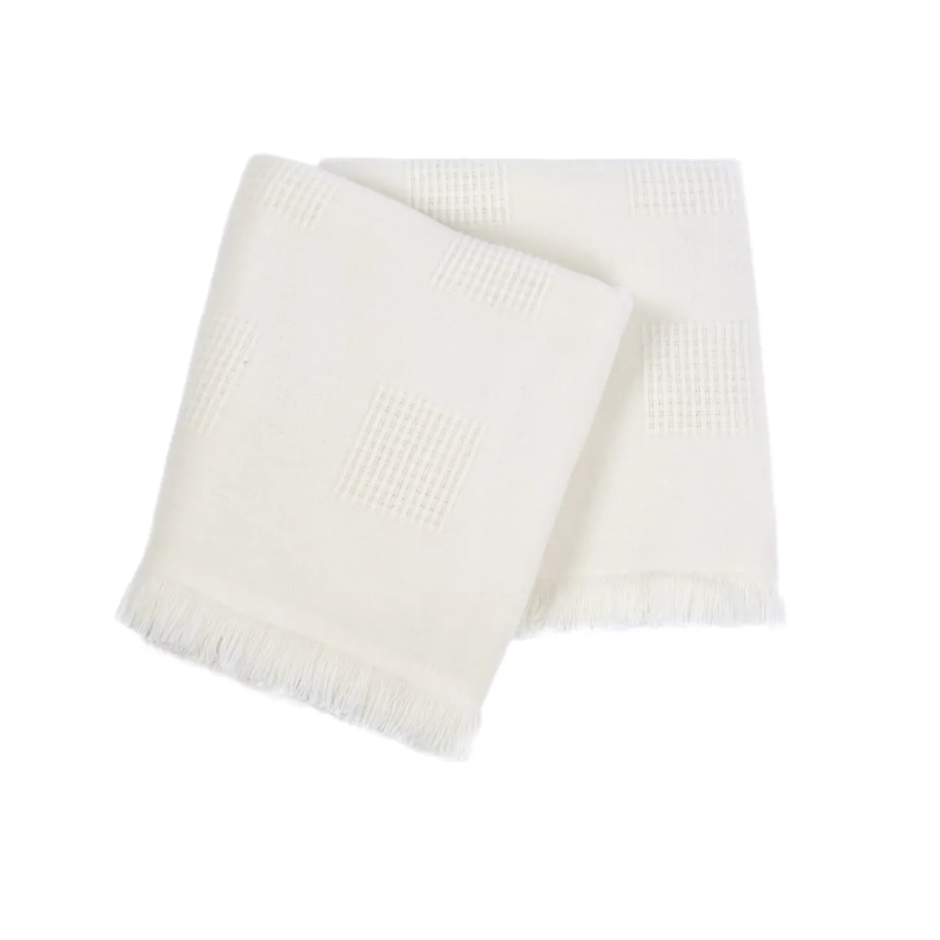 San Patrignano Farnese Crema 100% Cashmere Singolo Plaid con frange corte