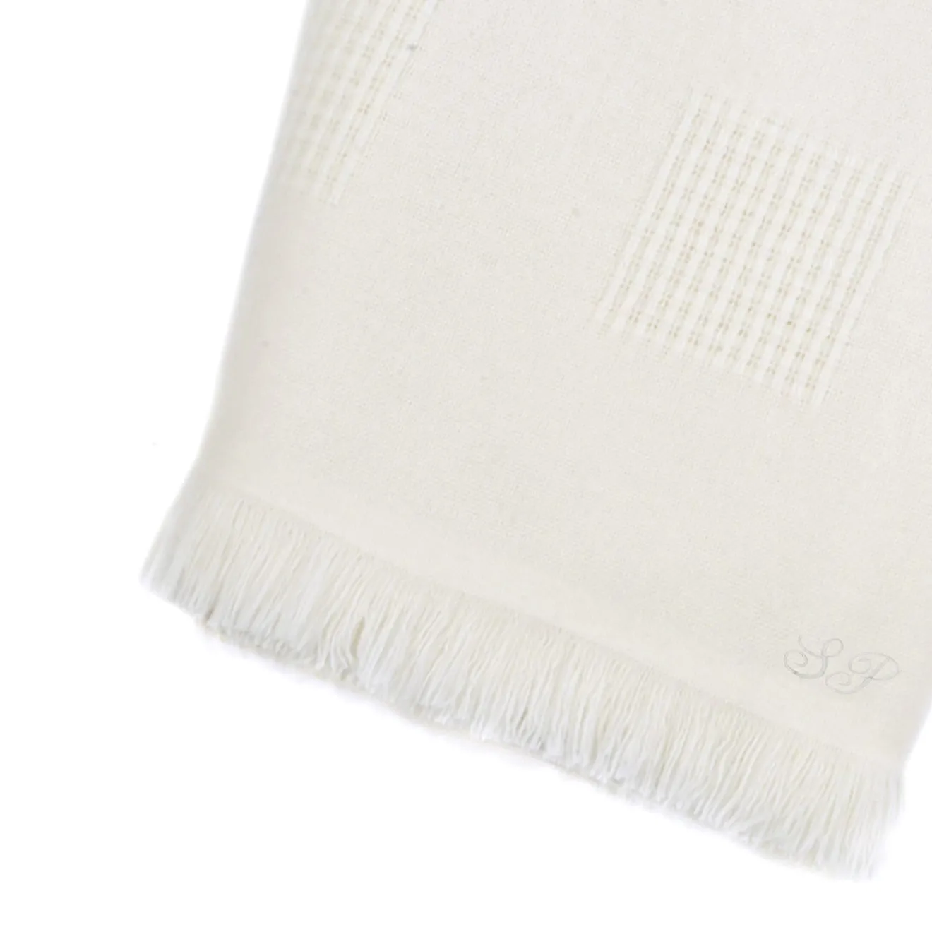 San Patrignano Farnese Crema 100% Cashmere Singolo Plaid con frange corte