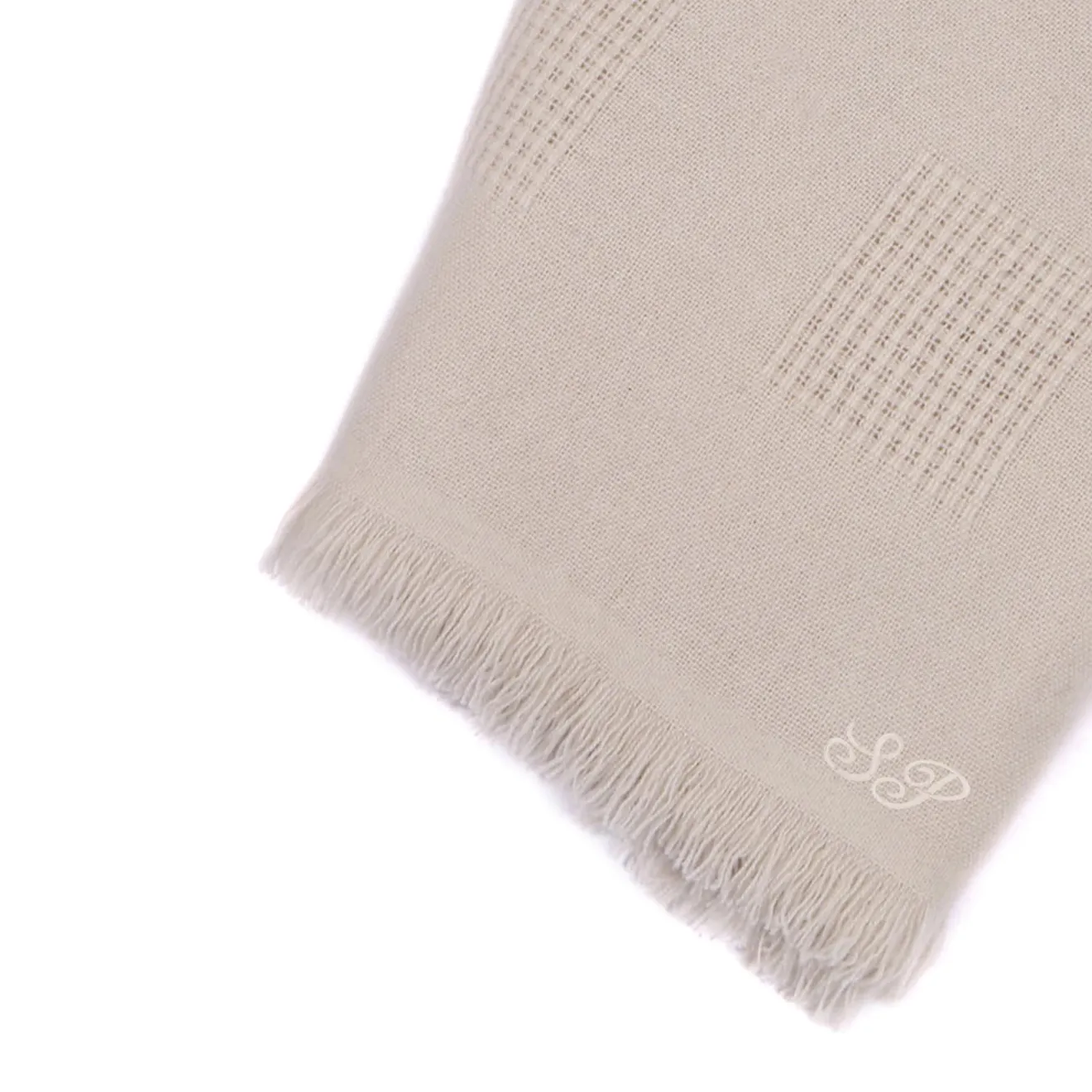 San Patrignano Farnese Polvere chiara 100% Cashmere Singolo Plaid con frange corte