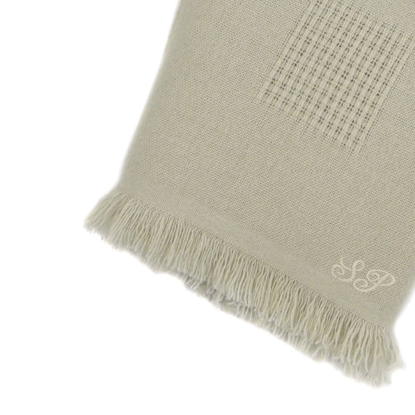 San Patrignano Farnese Salvia chiara 100% Cashmere Singolo Plaid con frange corte