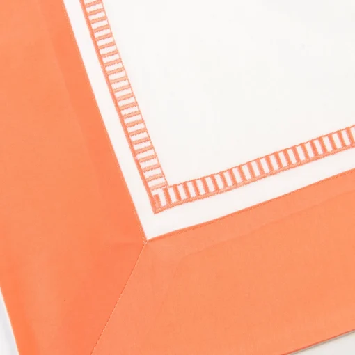 TessilArte Federa Siam Bianca e Arancione in Raso di Cotone