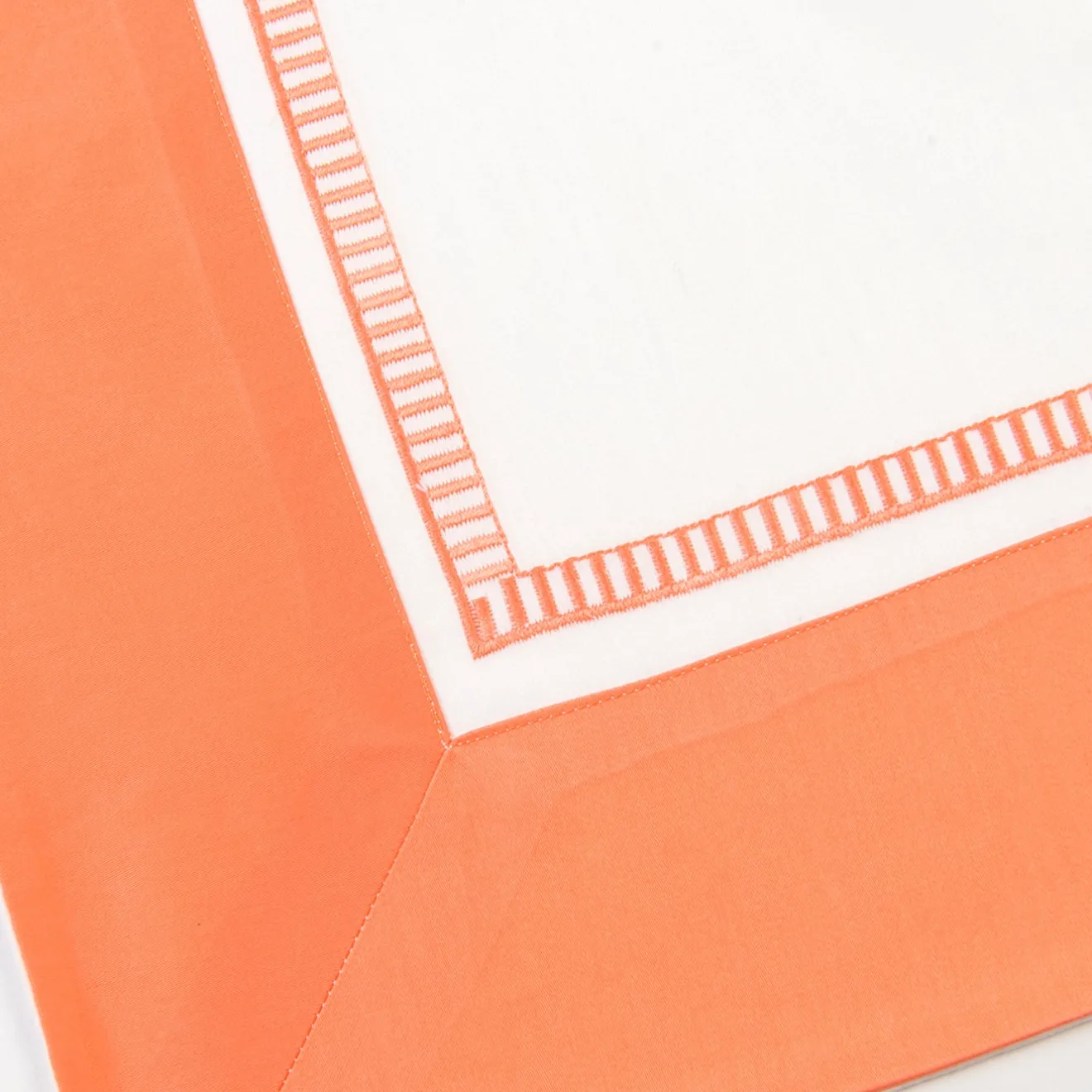TessilArte Federa Siam Bianca e Arancione in Raso di Cotone