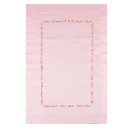 TessilArte Federa Smeraldo Rosa Ricamata in Raso di Cotone