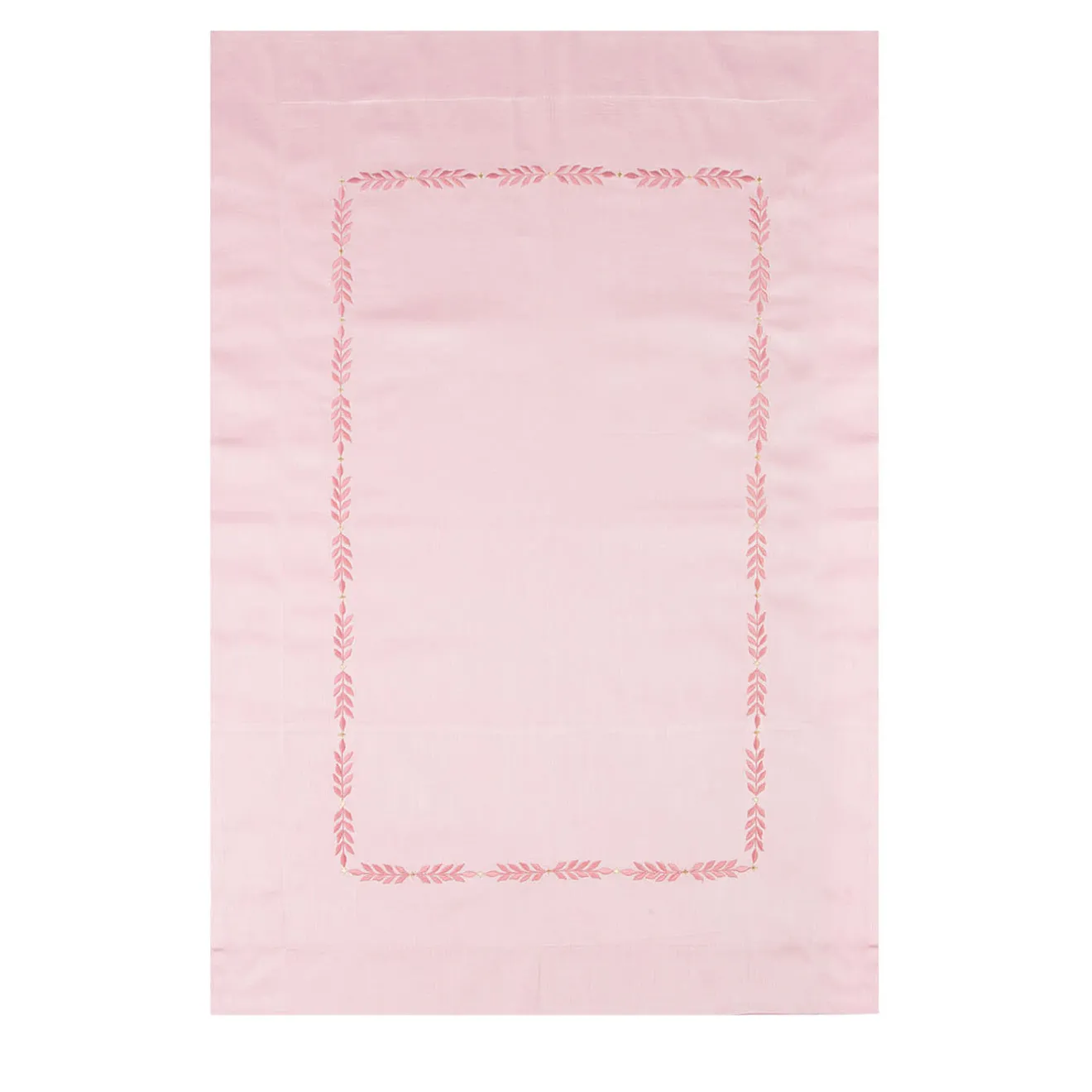 TessilArte Federa Smeraldo Rosa Ricamata in Raso di Cotone