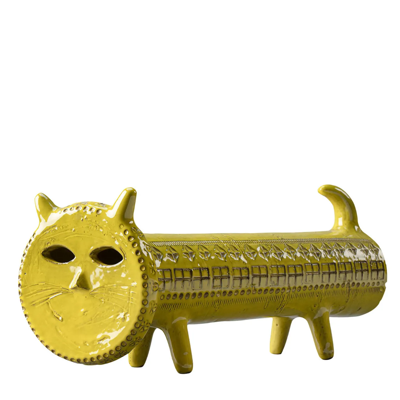 Bitossi Ceramiche Figurina di gatto giallo di Aldo Londi