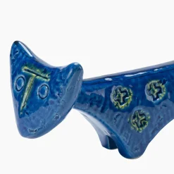 Bitossi Ceramiche Figurina di gatto Rimini Blu di Aldo Londi