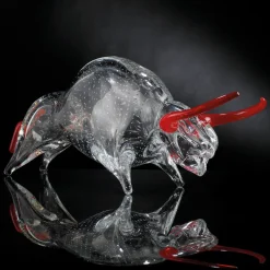 VGnewtrend Figurina di toro in vetro grande
