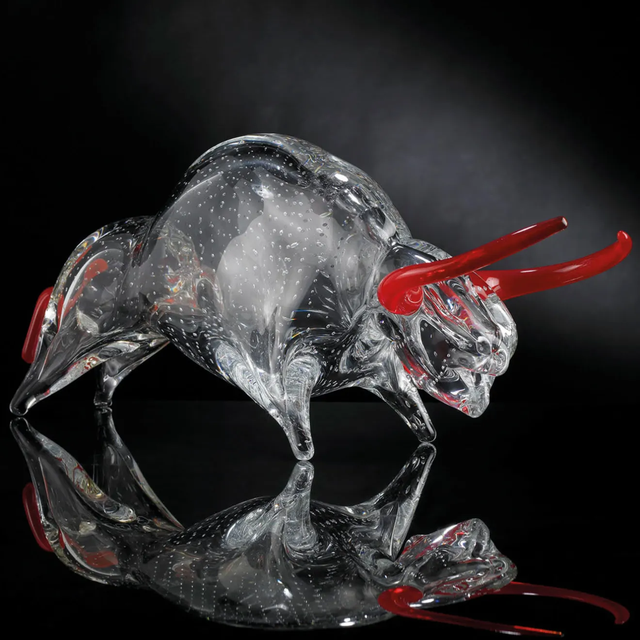 VGnewtrend Figurina di toro in vetro grande