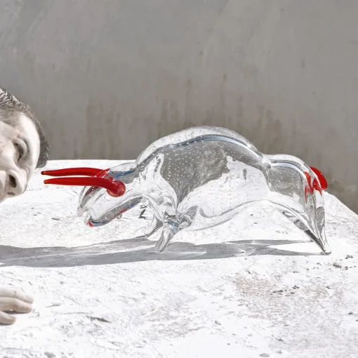VGnewtrend Figurina di toro in vetro grande