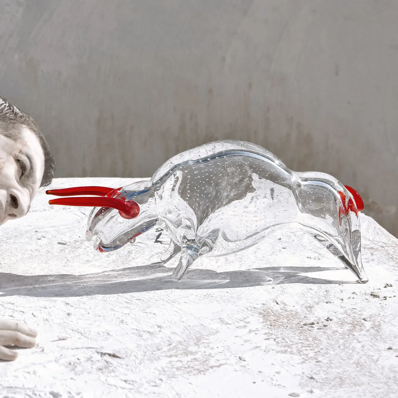 VGnewtrend Figurina di toro in vetro grande
