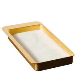 Zanetto Firenze Vassoio rettangolare a tasca vuota in oro e bianco crema