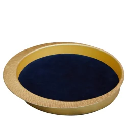 Zanetto Firenze Vassoio tondo a tasca vuota oro e blu