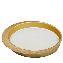Zanetto Firenze Vassoio tondo a tasca vuota in oro e bianco panna