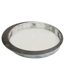 Zanetto Firenze Vassoio tondo tascabile vuoto argento e bianco panna