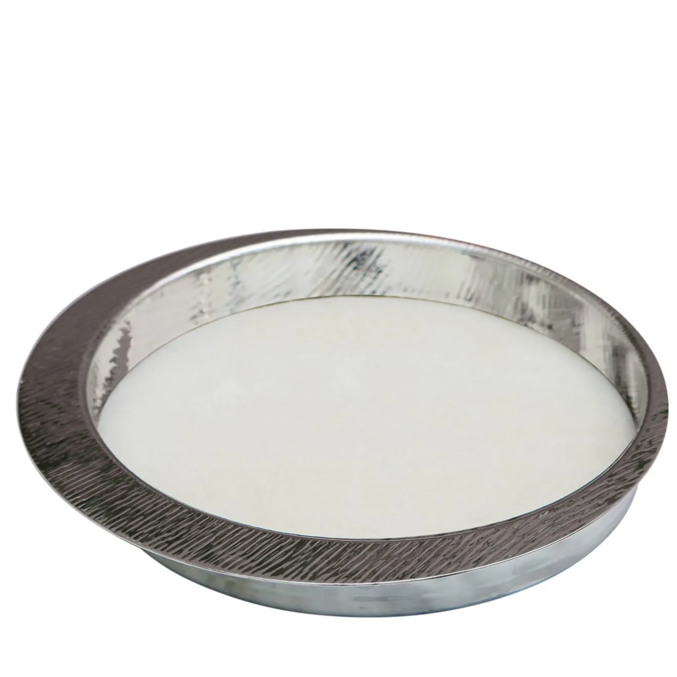 Zanetto Firenze Vassoio tondo tascabile vuoto argento e bianco panna