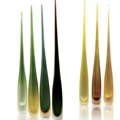 Fornace Mian Flute Smeraldo Vaso marrone e ambra