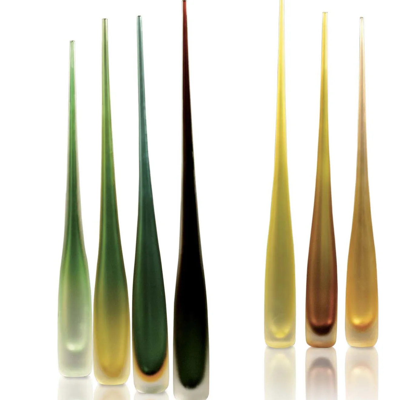 Fornace Mian Flute Smeraldo Vaso marrone e ambra