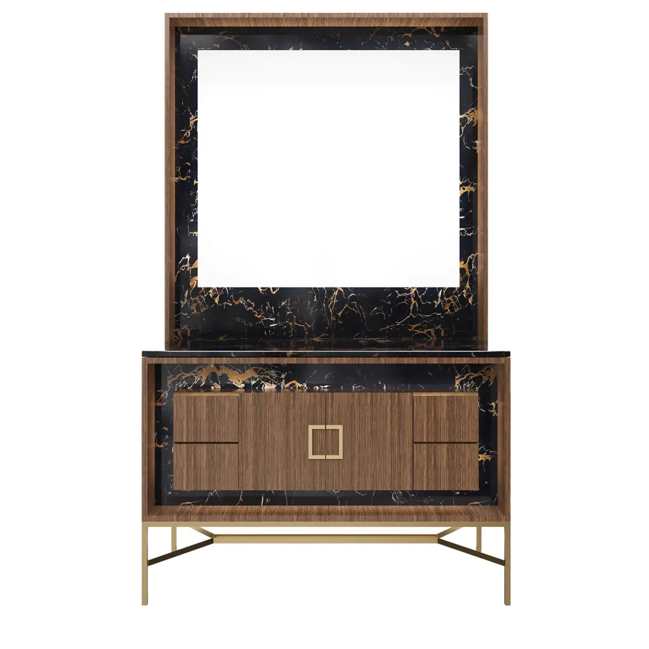 Estro Collezioni Frame S Port Laurent Mobile da bagno in marmo e legno con specchio