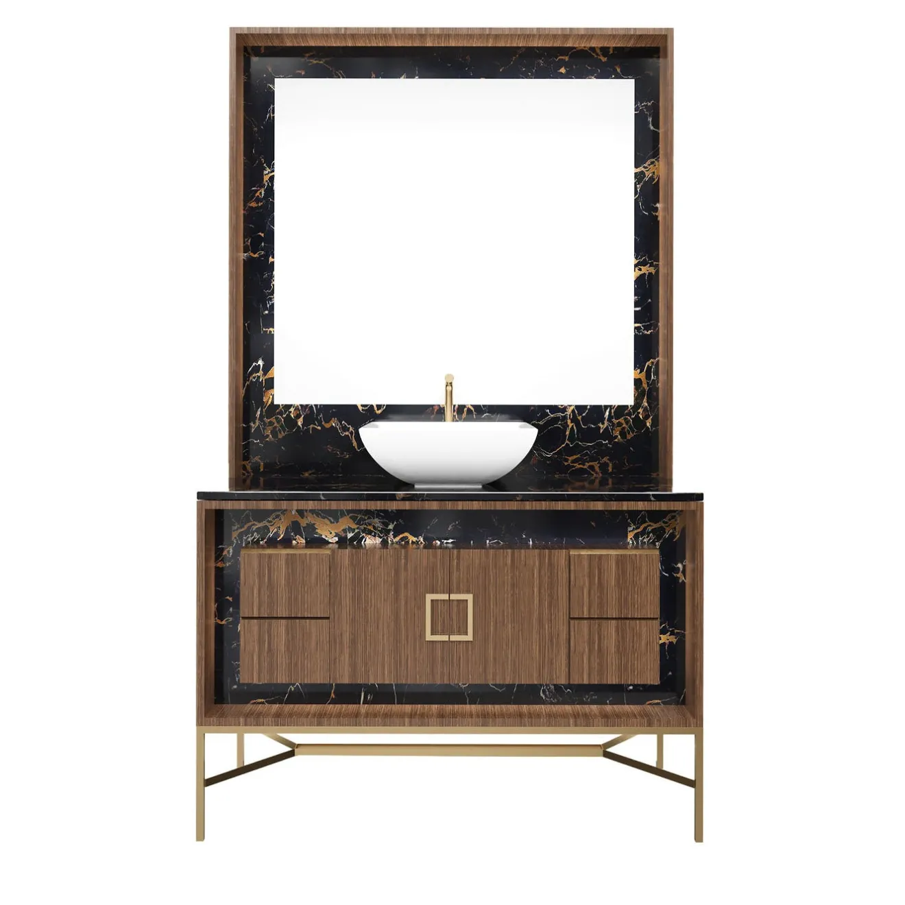 Estro Collezioni Frame S Port Laurent Mobile da bagno in marmo e legno con specchio
