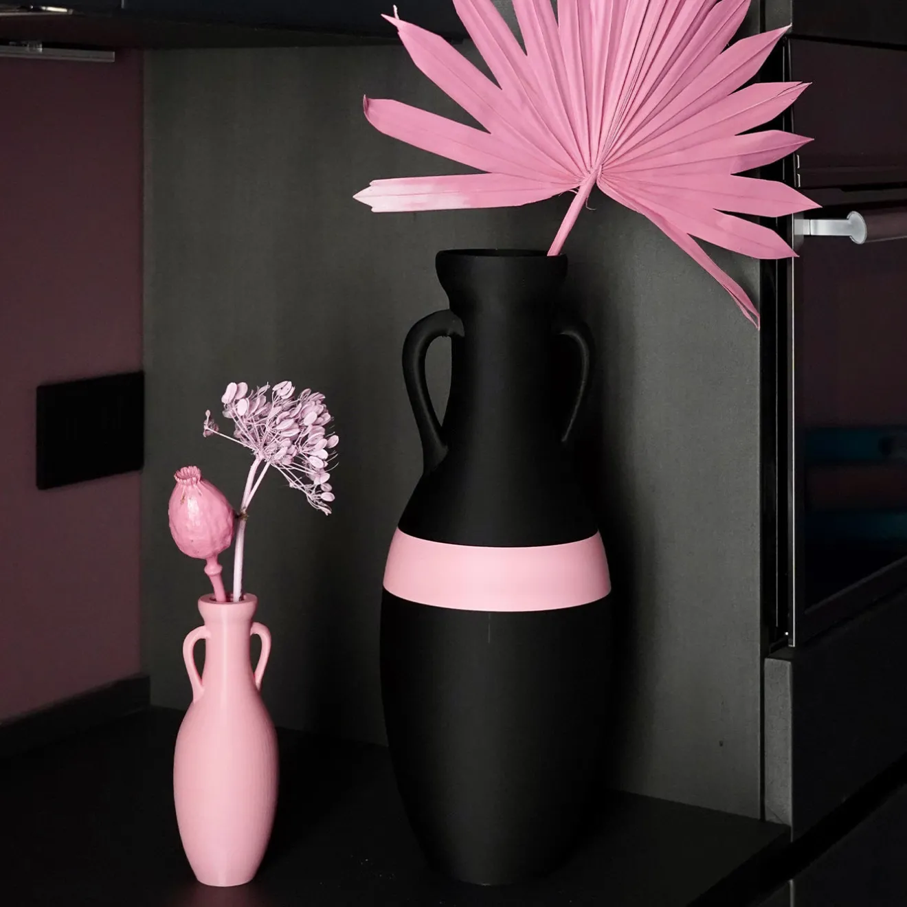 Pop Pot Giulio Cesare Anfora XL nera e rosa #2