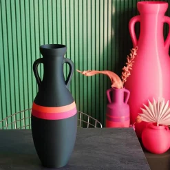 Pop Pot Giulio Cesare XL Anfora nera fucsia e arancione #2