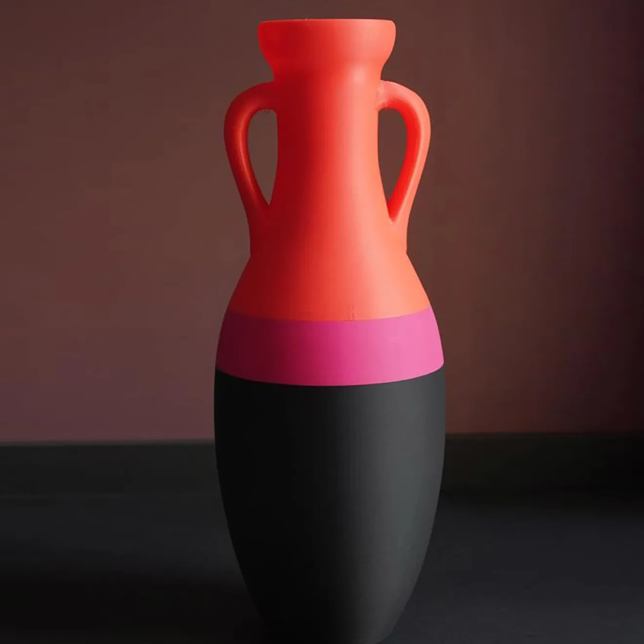 Pop Pot Giulio Cesare XL Anfora nera fucsia e arancione #1