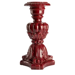 Fratelli Bevilacqua Grande Candelabro Barocco in Ceramica Bordeaux