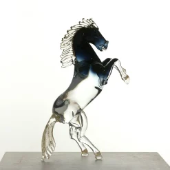 Zanetti Murano Grande cavallo da riproduzione in vetro nero